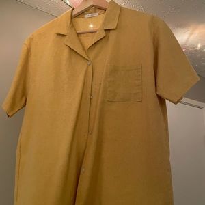 Yellow button down t-shirt